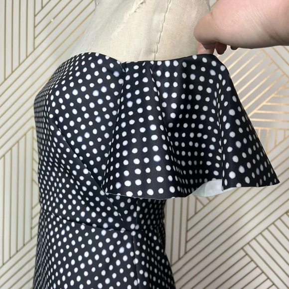 Saloni Amelia Neoprene Mini Polka Dot Dress‎ Black White Size 6 - Picture 5 of 12